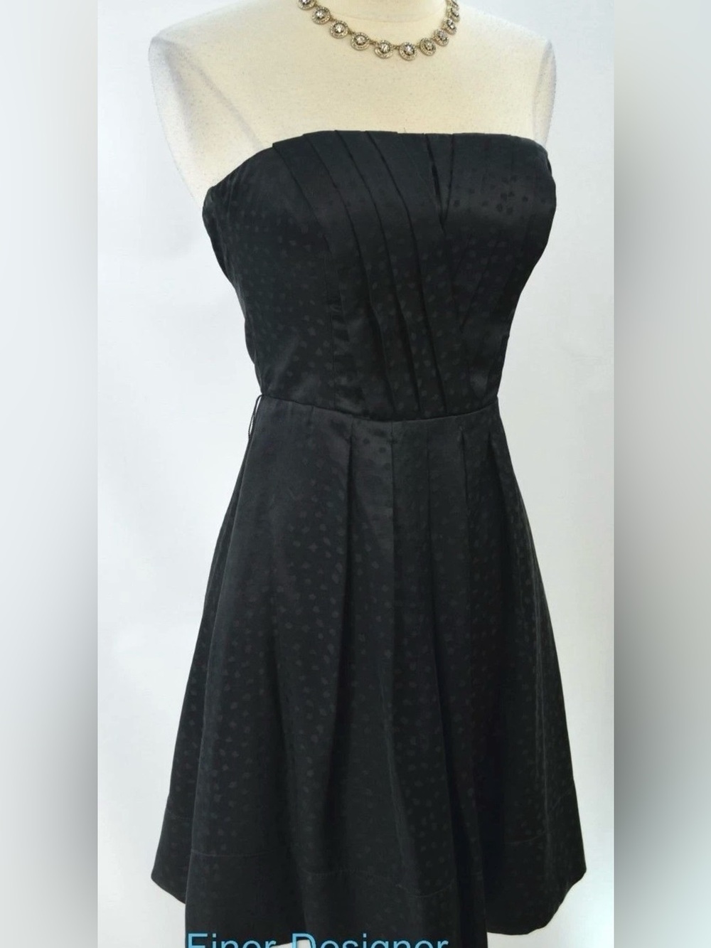 White House Black Market Silk Strapless Black Dress Sz 4 PTP 16” Length 30” EUC